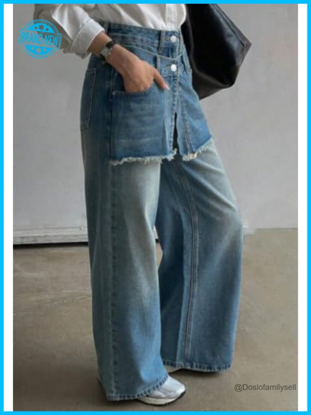 Wide Leg High Rise Distressed Patchwork Jeans - Picture 2 of 6
